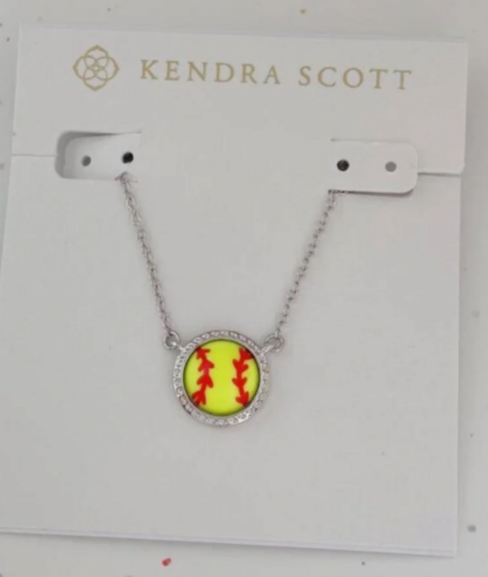 Kendra Scott Softball Round Pendant Necklace